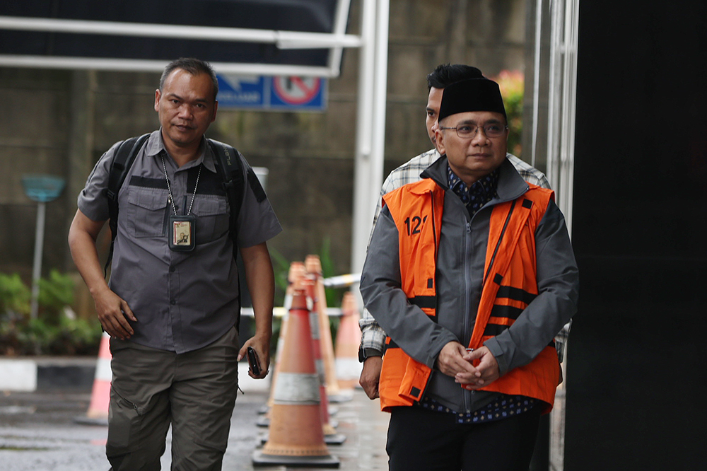 Mantan Menteri Agama periode 2020-2024 Yaqut Cholil Qoumas kembali menjaani penahanan di rumah tahanan (rutan). (BeritaNasional/Elvis Sendouw)