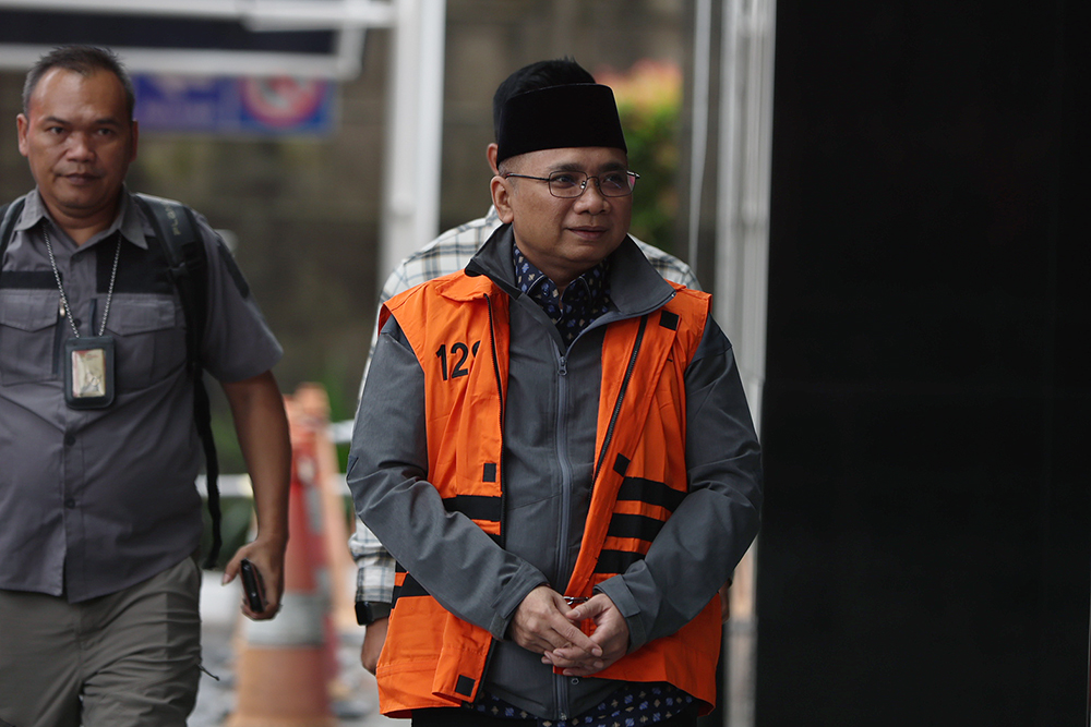 Mantan Menteri Agama periode 2020-2024 Yaqut Cholil Qoumas kembali menjaani penahanan di rumah tahanan (rutan). (BeritaNasional/Elvis Sendouw)