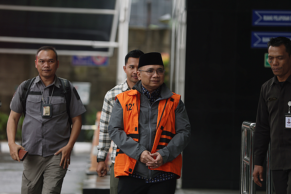 Mantan Menteri Agama periode 2020-2024 Yaqut Cholil Qoumas kembali menjaani penahanan di rumah tahanan (rutan). (BeritaNasional/Elvis Sendouw)