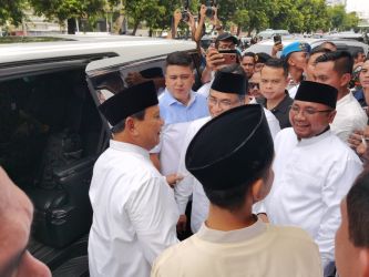 Momen Prabowo saat hadiri halal bihalal PBNU. (Foto/Elvis)